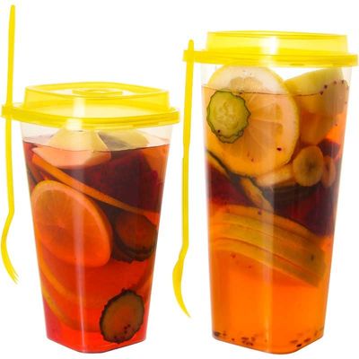 Чашки PP пузыря квадрата 24Oz 500ml Boba пластиковые одностеночные